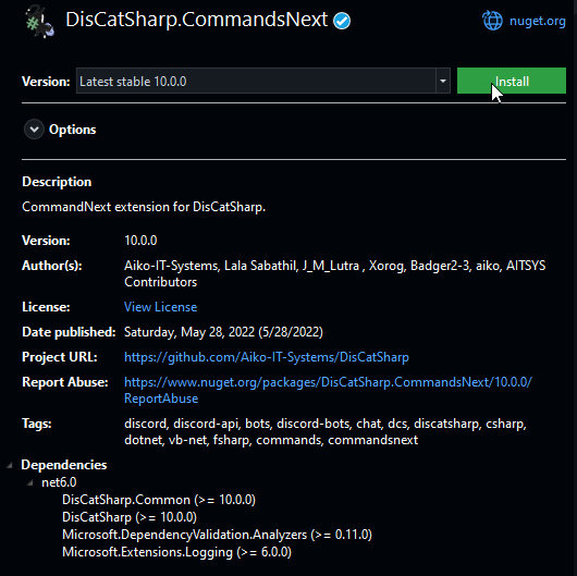 CommandsNext NuGet Package